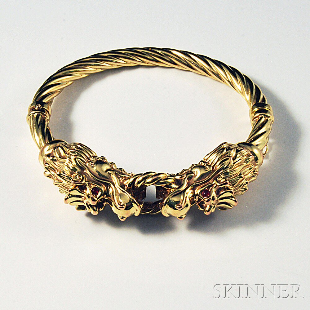 Appraisal: kt Gold Gem-set Bracelet the bracelet with dragon heads with