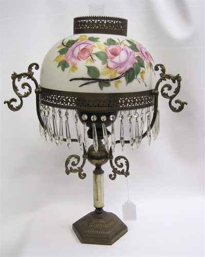 Appraisal: VICTORIAN STYLE TABLE LAMP The heavy brass plated octagonal base