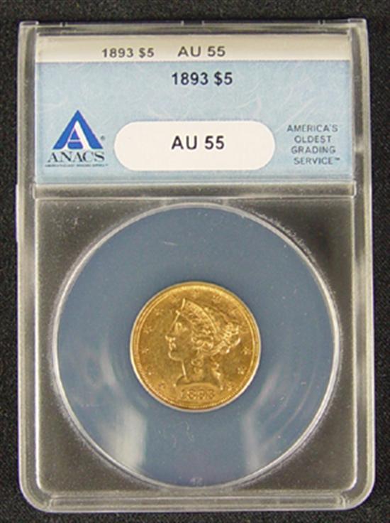 Appraisal: Liberty Gold Coin ANACS certified and graded AU