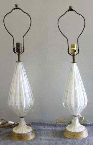 Appraisal: Pair of Midcentury Murano Glass Lamps From a Roslyn NY