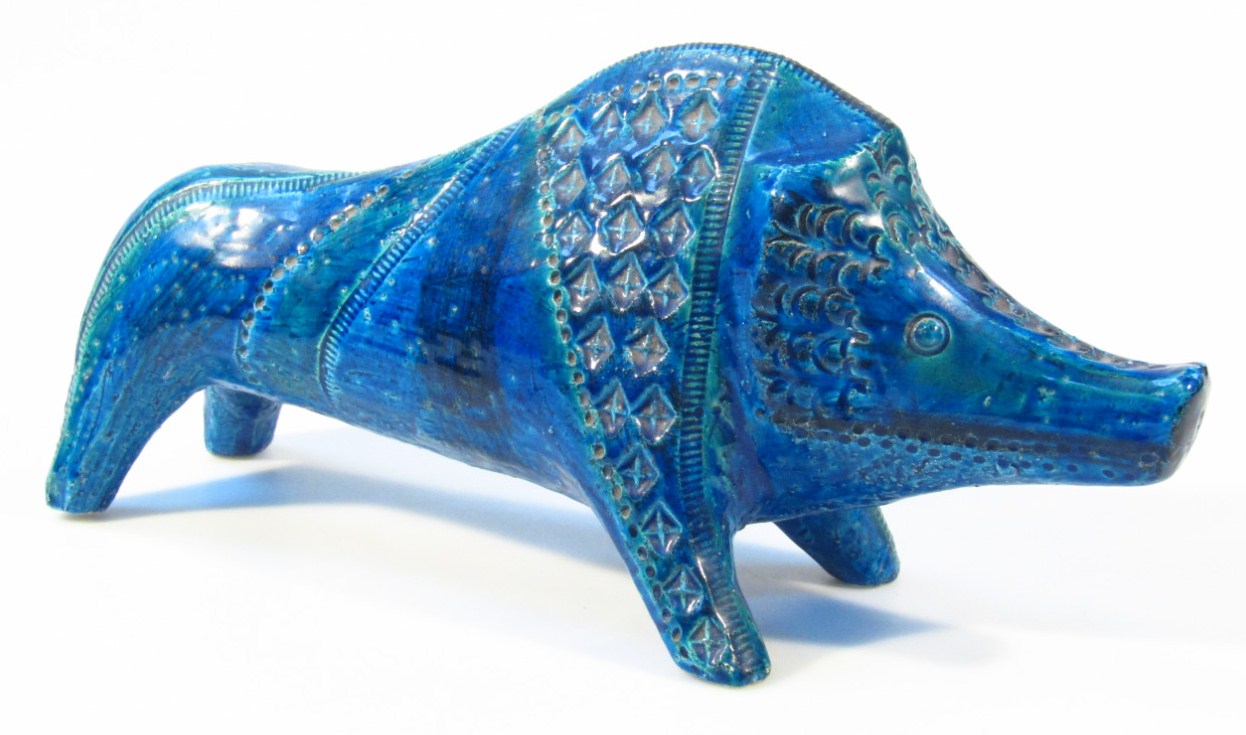 Appraisal: A thC Italian pottery figure of a boar in turquoise