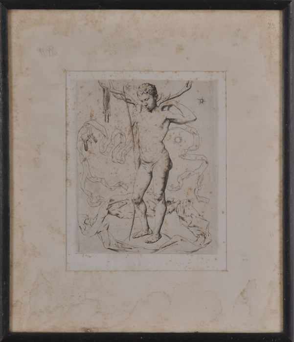 Appraisal: J ALDEN WEIR - ADAM Etching on paper x in