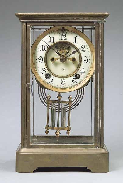 Appraisal: An Ansonia Glass and Brass Mantel Clock early th c