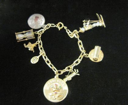 Appraisal: karat yellow gold charm braceletDisplays eight charms of varying size