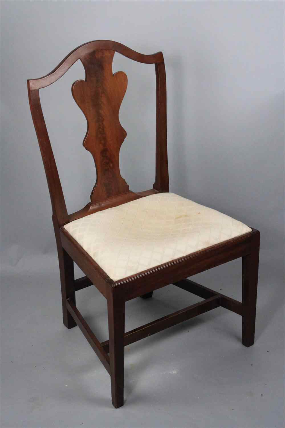 Appraisal: AMERICAN TRANSITIONAL CHIPPENDALE MAHOGANY SIDE CHAIR the shaped crestrail over