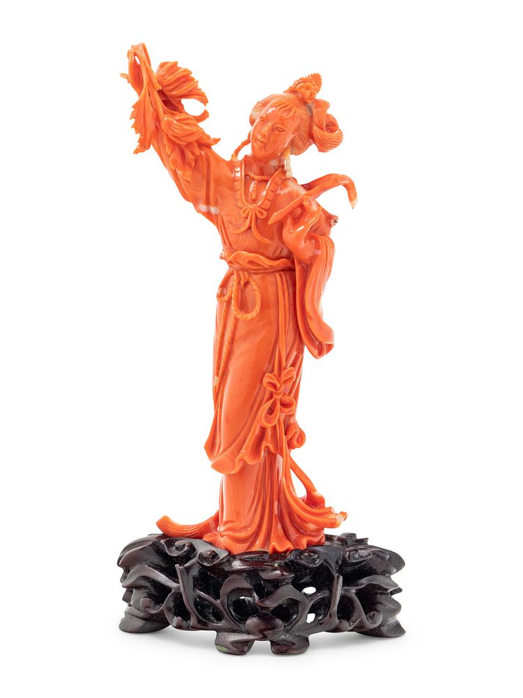 Appraisal: A Chinese Red Coral Figure of a Lady A Chinese