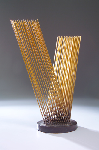 Appraisal: HARRY BERTOIA V sculpture with two opposing groups of gilded