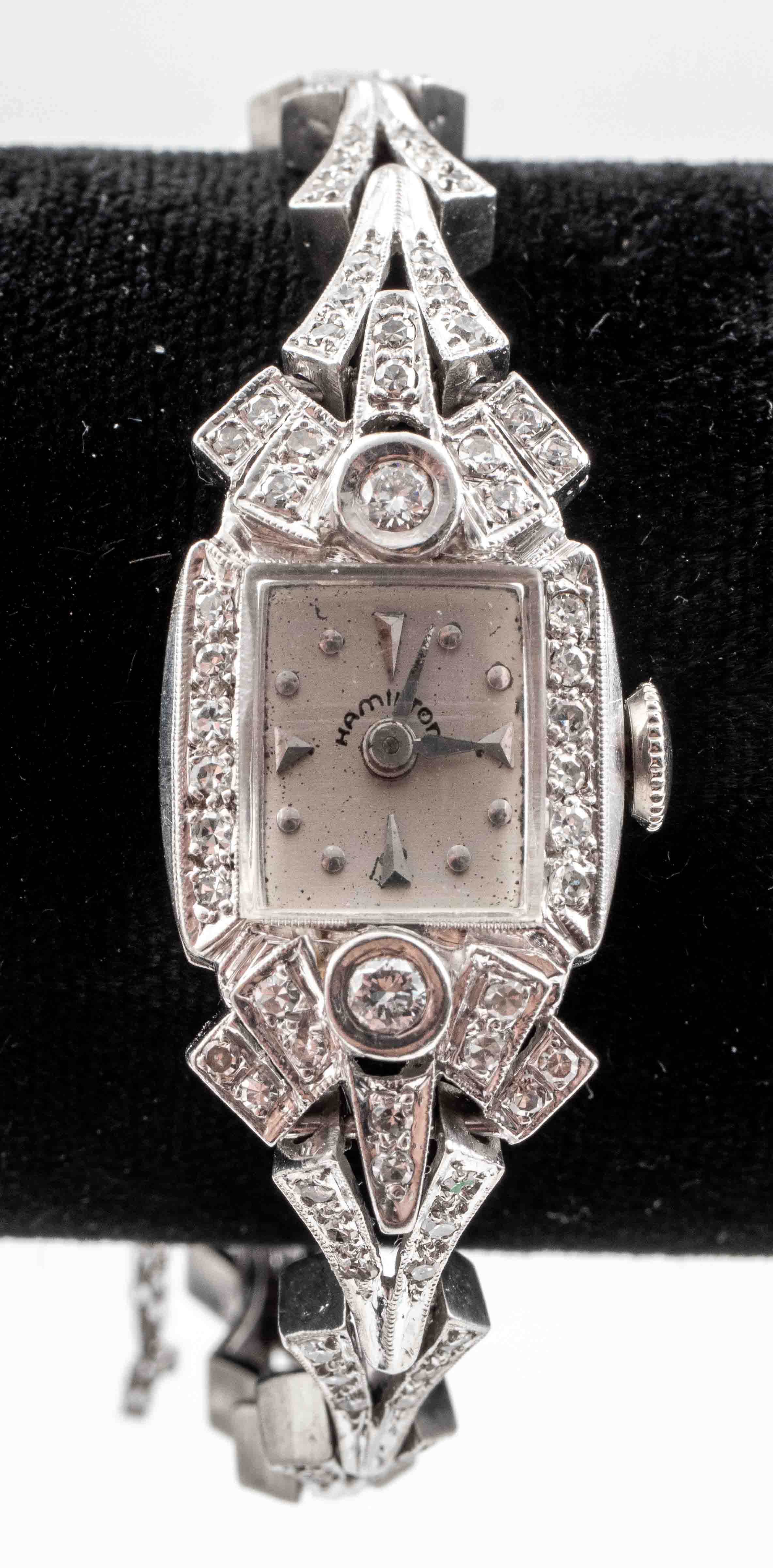 Appraisal: VINTAGE HAMILTON PLATINUM DIAMOND LADY'S WATCH Vintage Hamilton platinum diamond