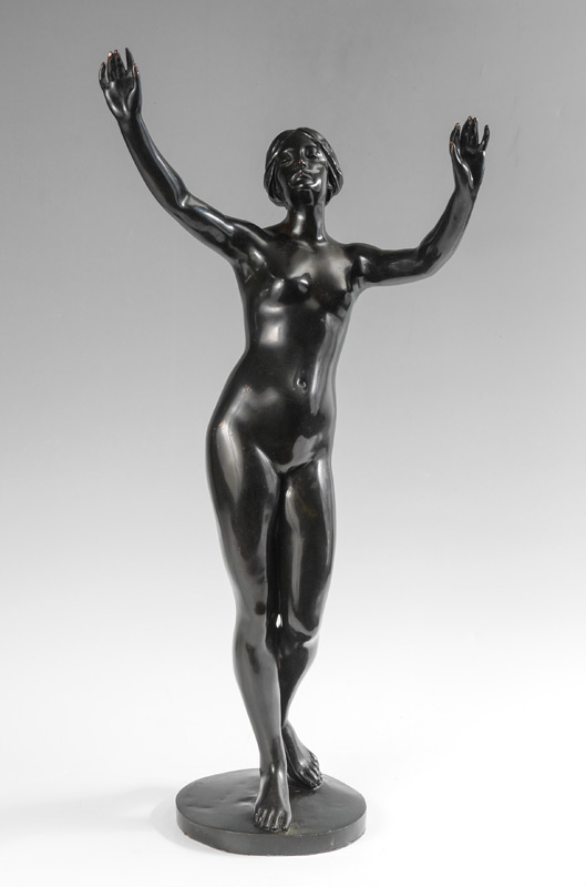 Appraisal: SCHLIPF Eugen German - Female Nude with Arms Raised Bronze