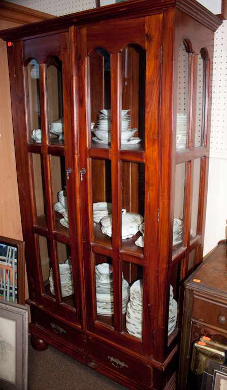 Appraisal: Victorian style cherrywood china cupboard Estimate - No condition report