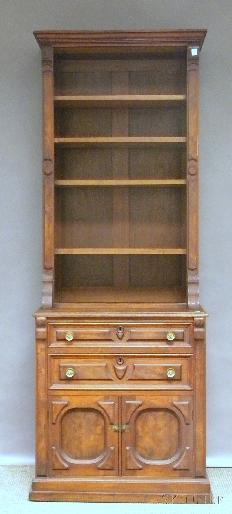 Appraisal: Victorian Renaissance Revival Walnut Book Cabinet with four adjustable shelves