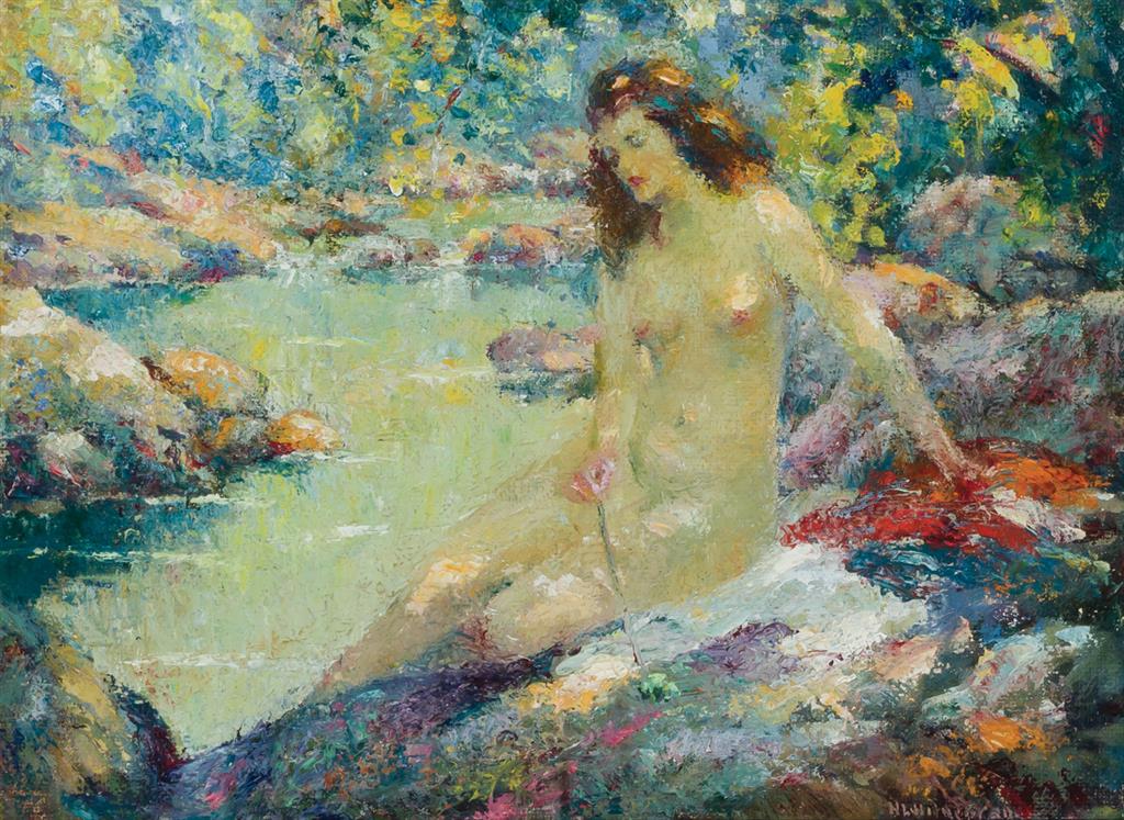 Appraisal: HOWARD LOGAN HILDEBRANDT American - Bather by the Brook oil