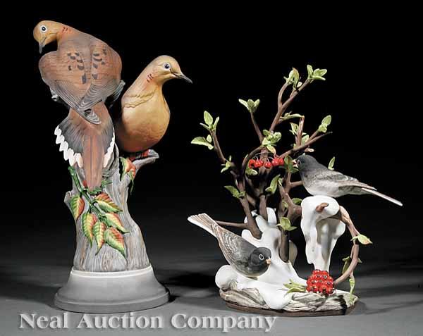 Appraisal: Two Boehm Porcelain Figures comprising a Mourning Dove Figural Group