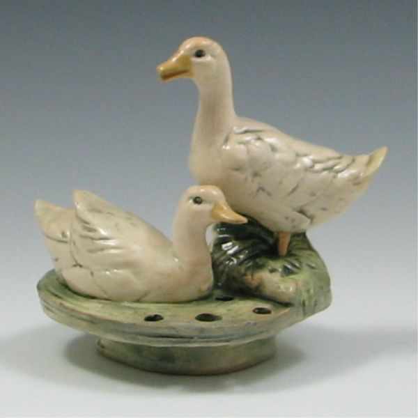 Appraisal: Weller Brighton Ducks Flower Frog unmarked tiny glaze chip on