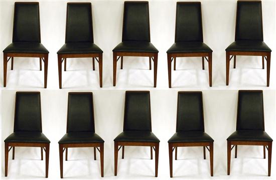 Appraisal: Ten modern design dining side chairs black naugahyde upholstery with