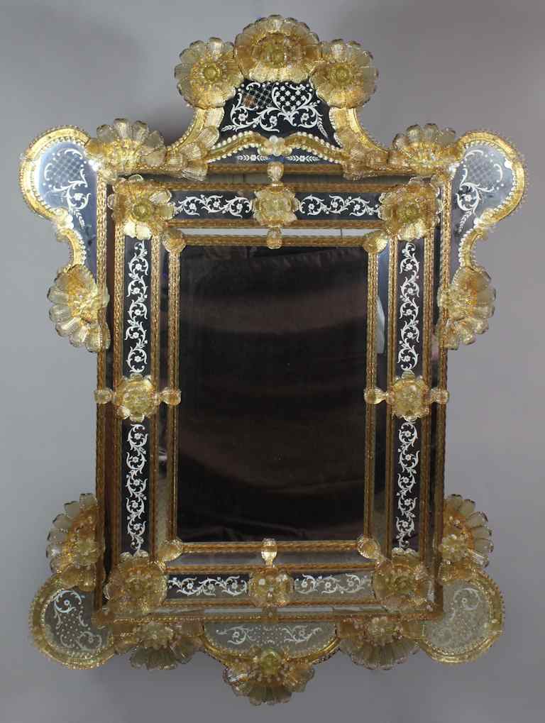 Appraisal: VENETIAN GLASS BAROQUE STYLE MIRROR FRAMED MIRROR TH CENTURY th