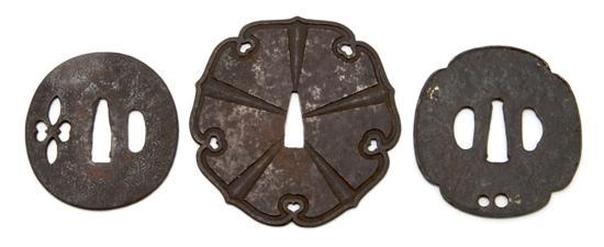 Appraisal: A Group of Three Iron Tsuba comprised of one Tachi