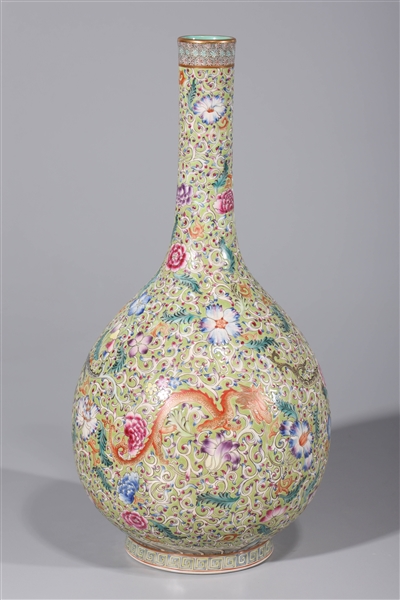 Appraisal: Chinese porcelain famille rose and famille verte porcelain bottle vase