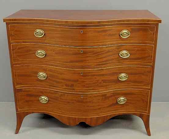 Appraisal: Fine Philadelphia Hepplewhite inlaid mahogany serpentine front chest of drawers