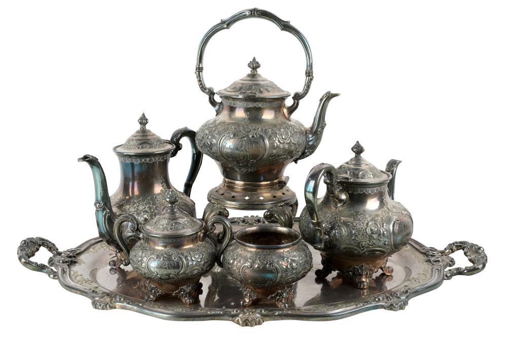 Appraisal: REED BARTON SILVERPLATE TEA COFFEE SERVICEcomprising a kettle on stand