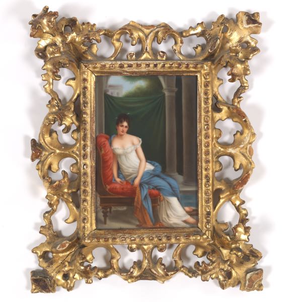 Appraisal: GERMAN PORCELAIN ENAMELED PLAQUE MADAME R CAMIER AFTER JACQUES-LOUIS DAVID