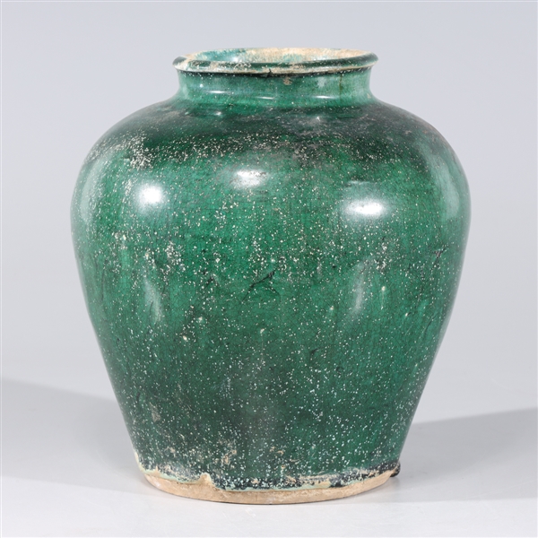 Appraisal: Chinese green glazed ceramic vase overall good condition minor firing