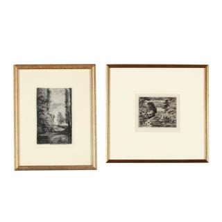 Appraisal: Two Diminutive French Views etchings th century to include Charles