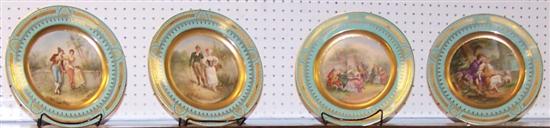 Appraisal: Four Austrian cabinet plates '' diameter hand painted vignettes signed