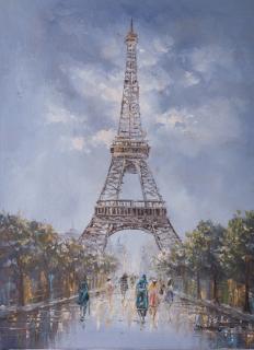 Appraisal: J Hinton Eiffel Tower Oil on Canvas Oil on canvas