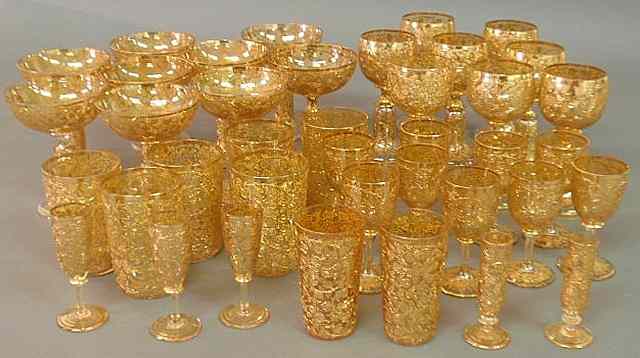 Appraisal: Group of gilt decorated glassware and stemware thirty-nine pieces