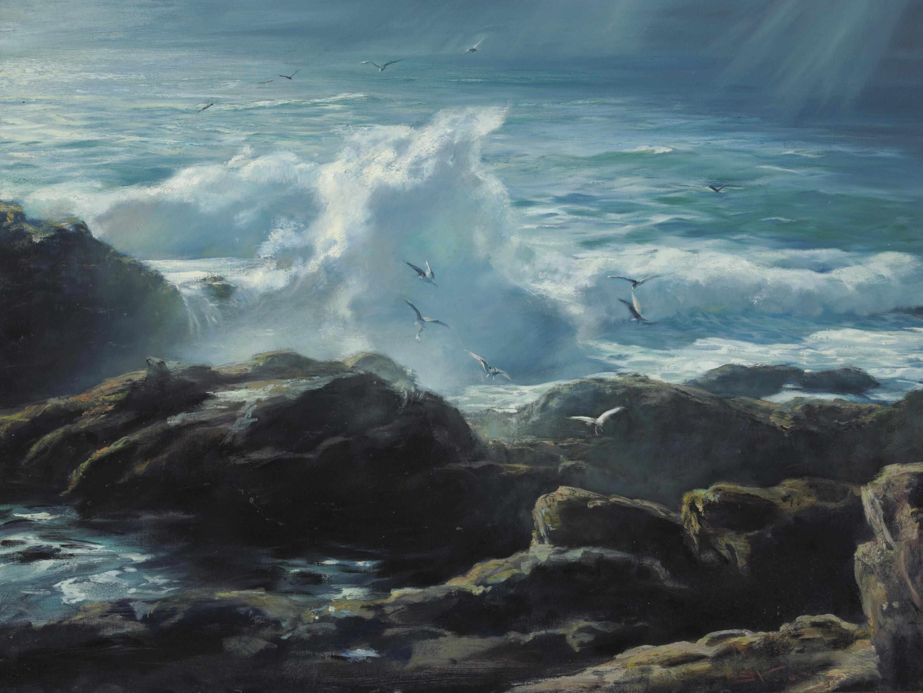 Appraisal: Emil Jean Kosa Jr American - Waves crashing on a