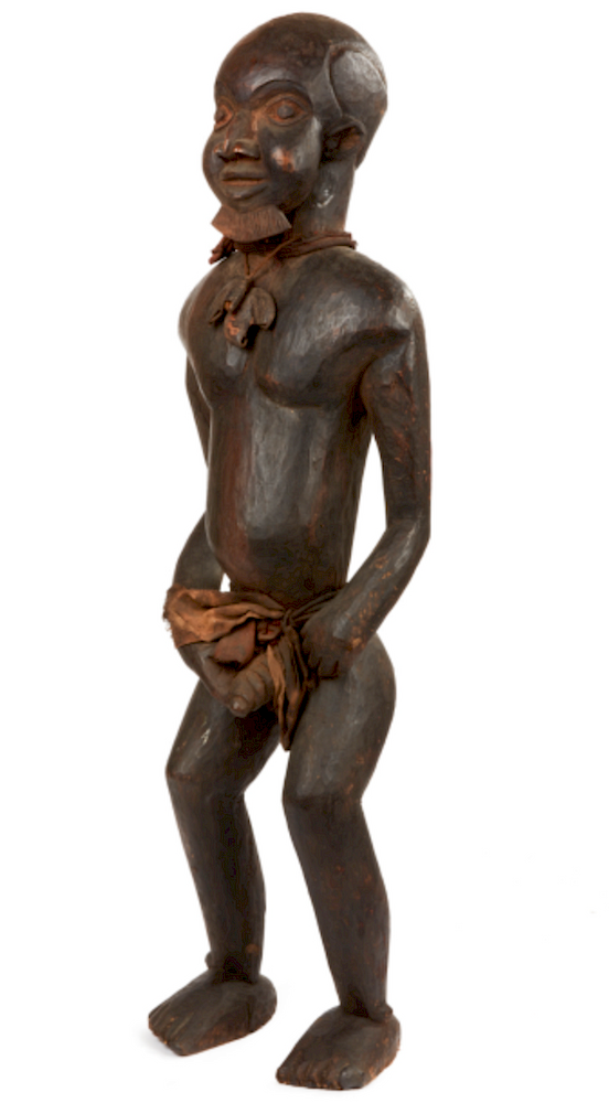 Appraisal: Cameroon Ancestor Figure Cameroon standing male figure carved from wood