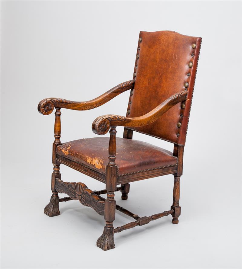 Appraisal: Charles II Style Stained Oak Armchair Early th Century x