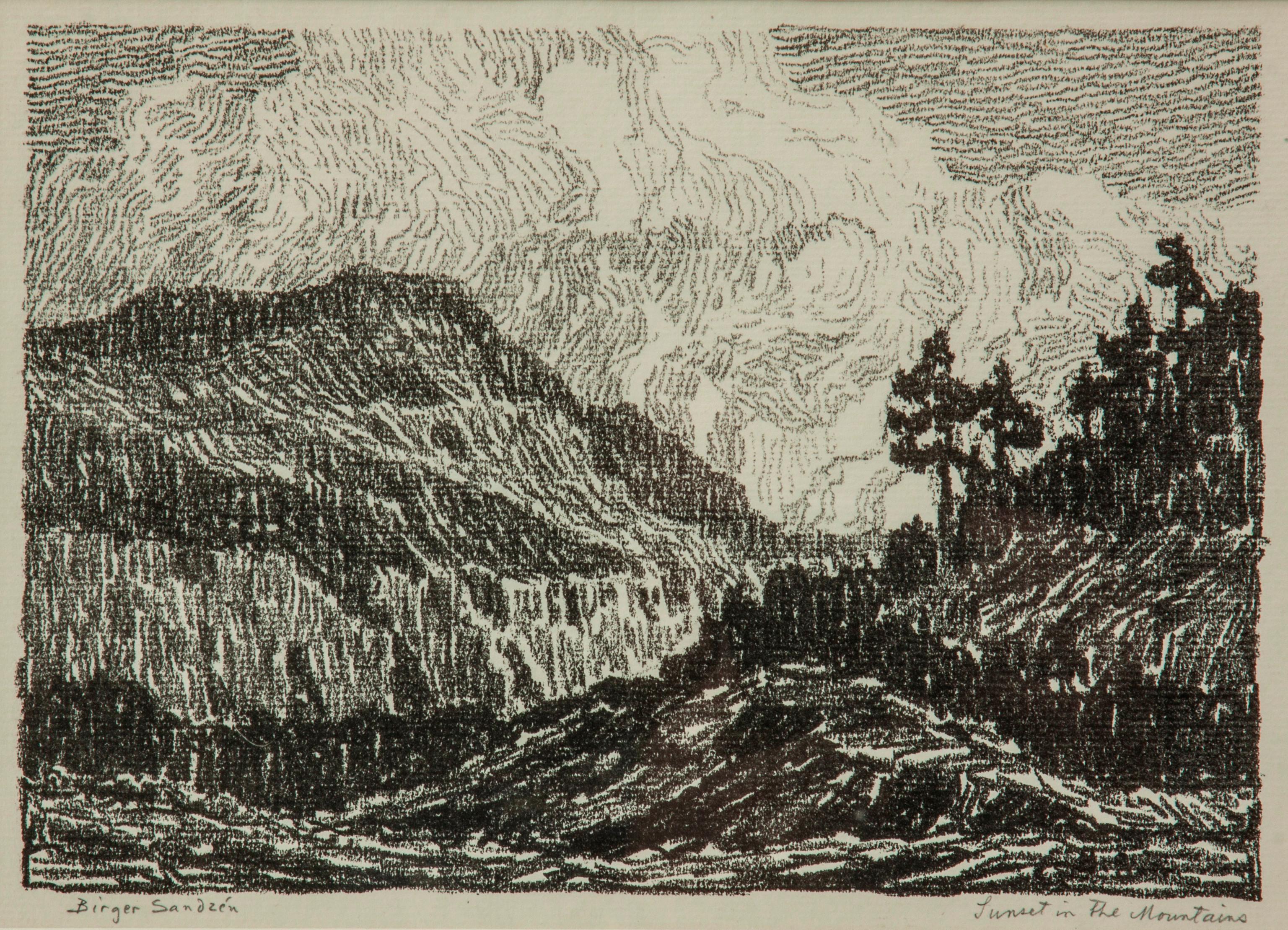 Appraisal: BIRGER SANDZEN 'SUNSET IN THE MOUNTAINS' LITHOGRAPH Birger Sandzen Swedish-American