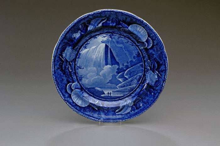 Appraisal: TABLE ROCK NIAGARA SHELL BORDER-CIRCULAR CENTER DARK- BLUE STAFFORDSHIRE PLATE