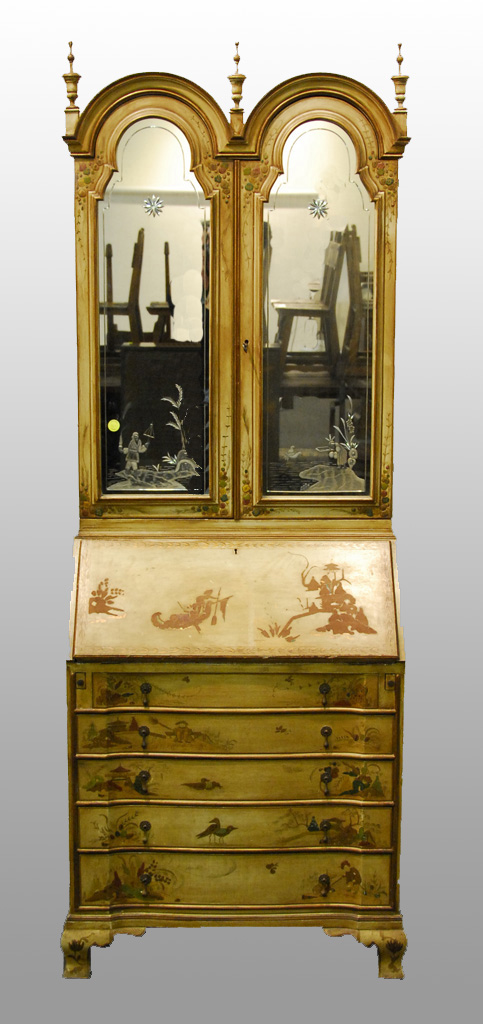 Appraisal: QUEEN ANNE STYLE CHINOISSERIE DOME TOP SECRETARY BOOKCASE height inches