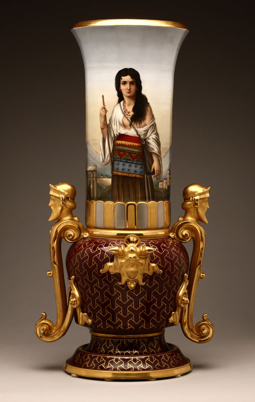 Appraisal: A large Napoleon III parcel-gilt and polychrome painted vase Last