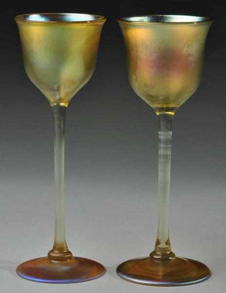 Appraisal: Pair of Signed Tiffany Stemmed Cordials Description Signed LCT and