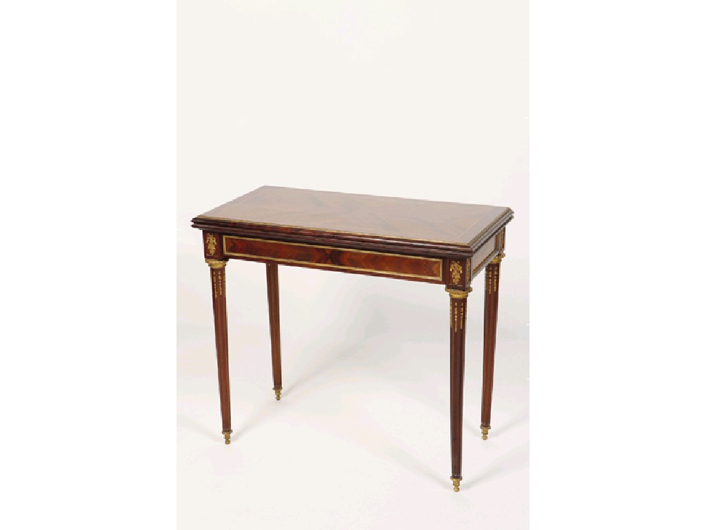 Appraisal: A TH CENTURY FRENCH MAHOGANY AND ORMOLU MOUNTED CARD TABLE