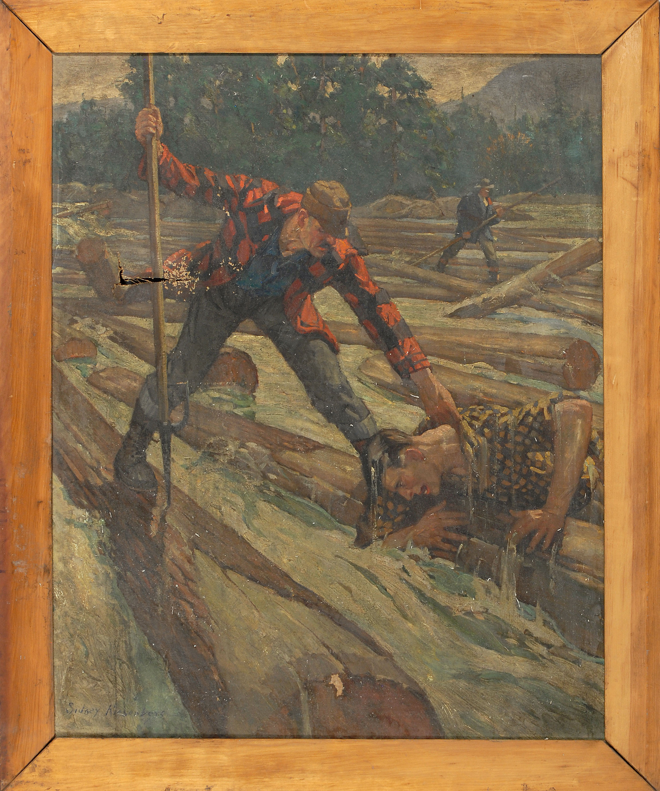 Appraisal: SIDNEY HARRY RIESENBERGAmerican - Rescuing a fellow logger Signed lower