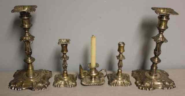 Appraisal: STERLING Candlestick Lot Includes a th century pair of candlesticks