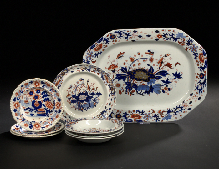 Appraisal: Eight Pieces of Spode and Other Ironstone Dinnerware in the