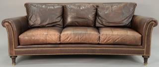 Appraisal: Ferguson Copeland leather sofa wd Ferguson Copeland leather sofa wd