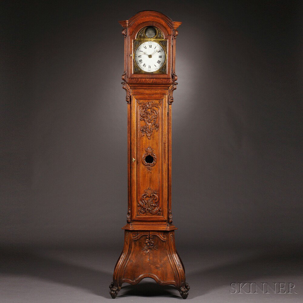 Appraisal: Belgian Tall Clock by Andre Sauveur Herstal c carved oak