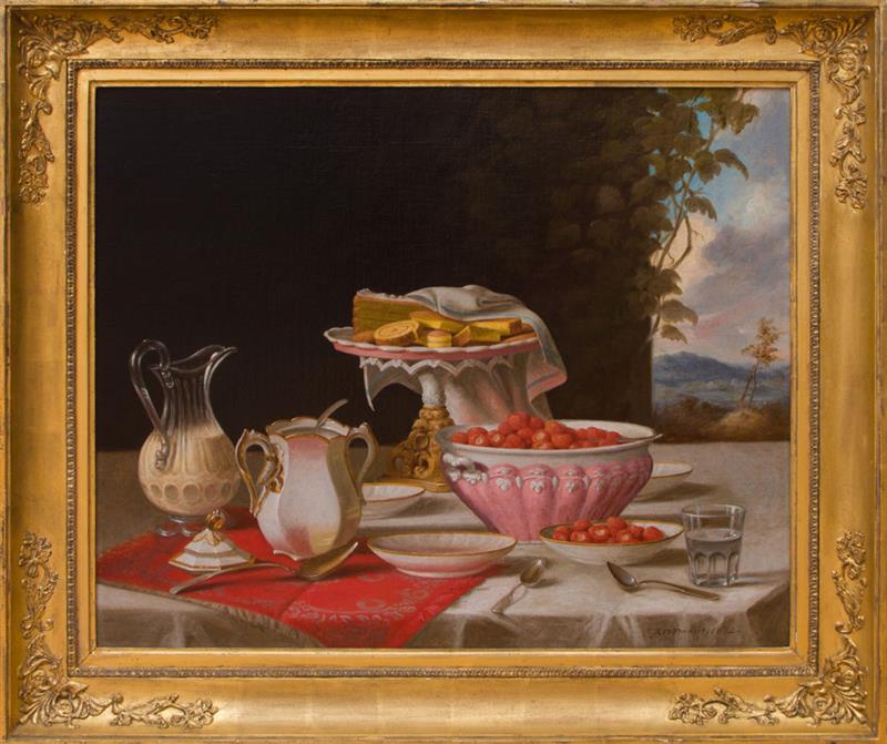 Appraisal: JOHN F FRANCIS - THE DESSERT Oil on canvas signed