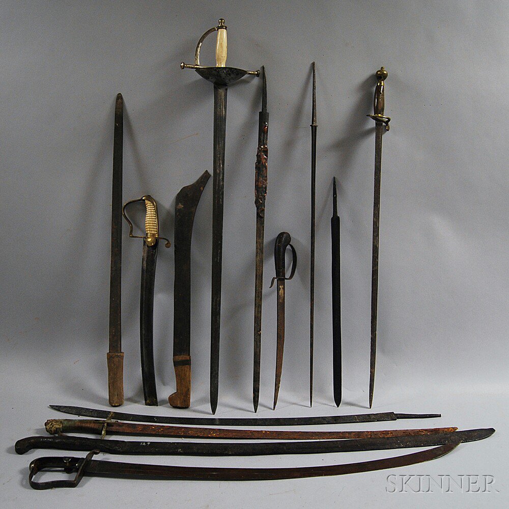 Appraisal: Group of Assorted Sword Blades and Knives some lacking hilts