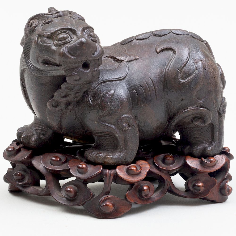 Appraisal: Chinese Bronze 'Luduan' Scroll Weight Chinese Bronze 'Luduan' Scroll Weight