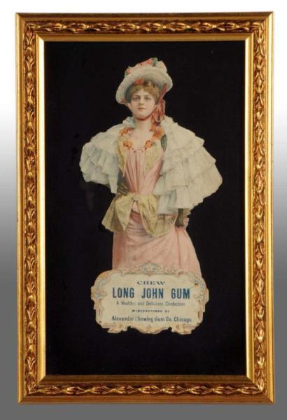 Appraisal: Framed Long John Gum Die-Cut Lady Description Head has been