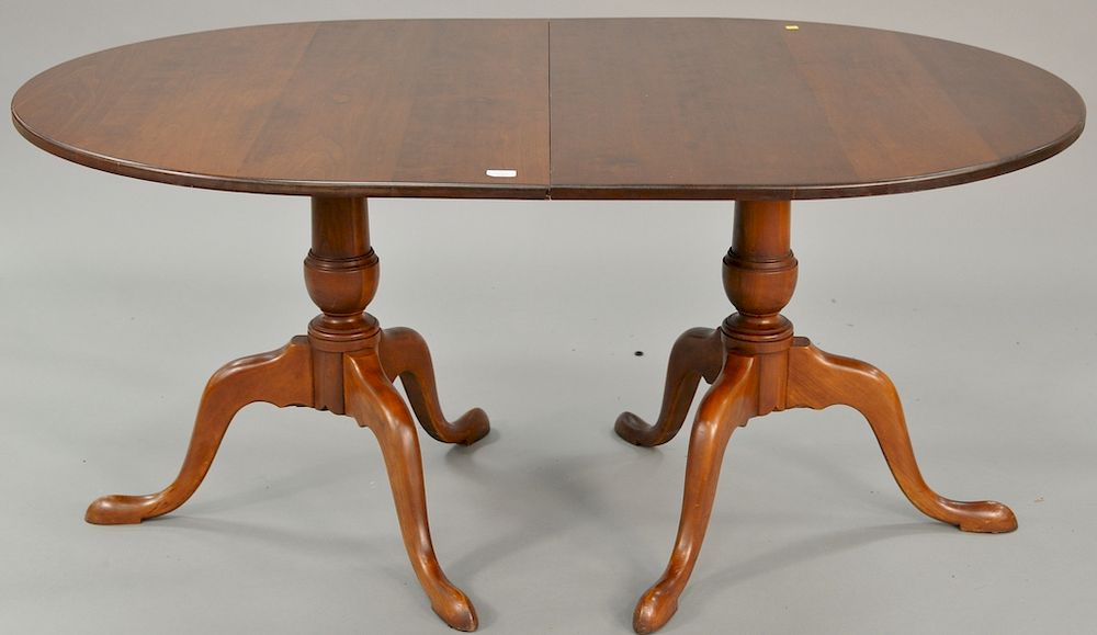 Appraisal: Eldred Wheeler cherry oval double pedestal table no leaves ht