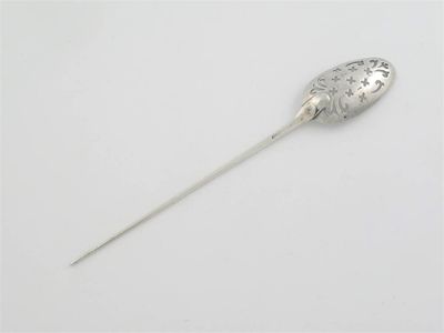 Appraisal: An early George II mote spoon with double drop bowl